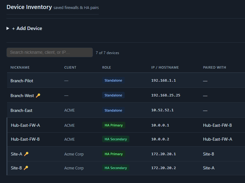 Device inventory